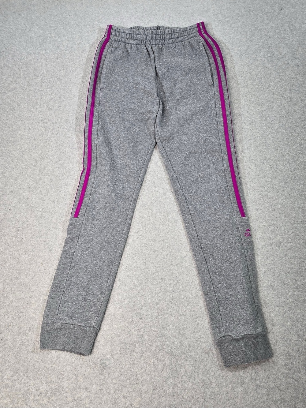 Adidas Girls Gray/Pink Side Stripe Jogger Pants Pull On Elastic Waist Size XL